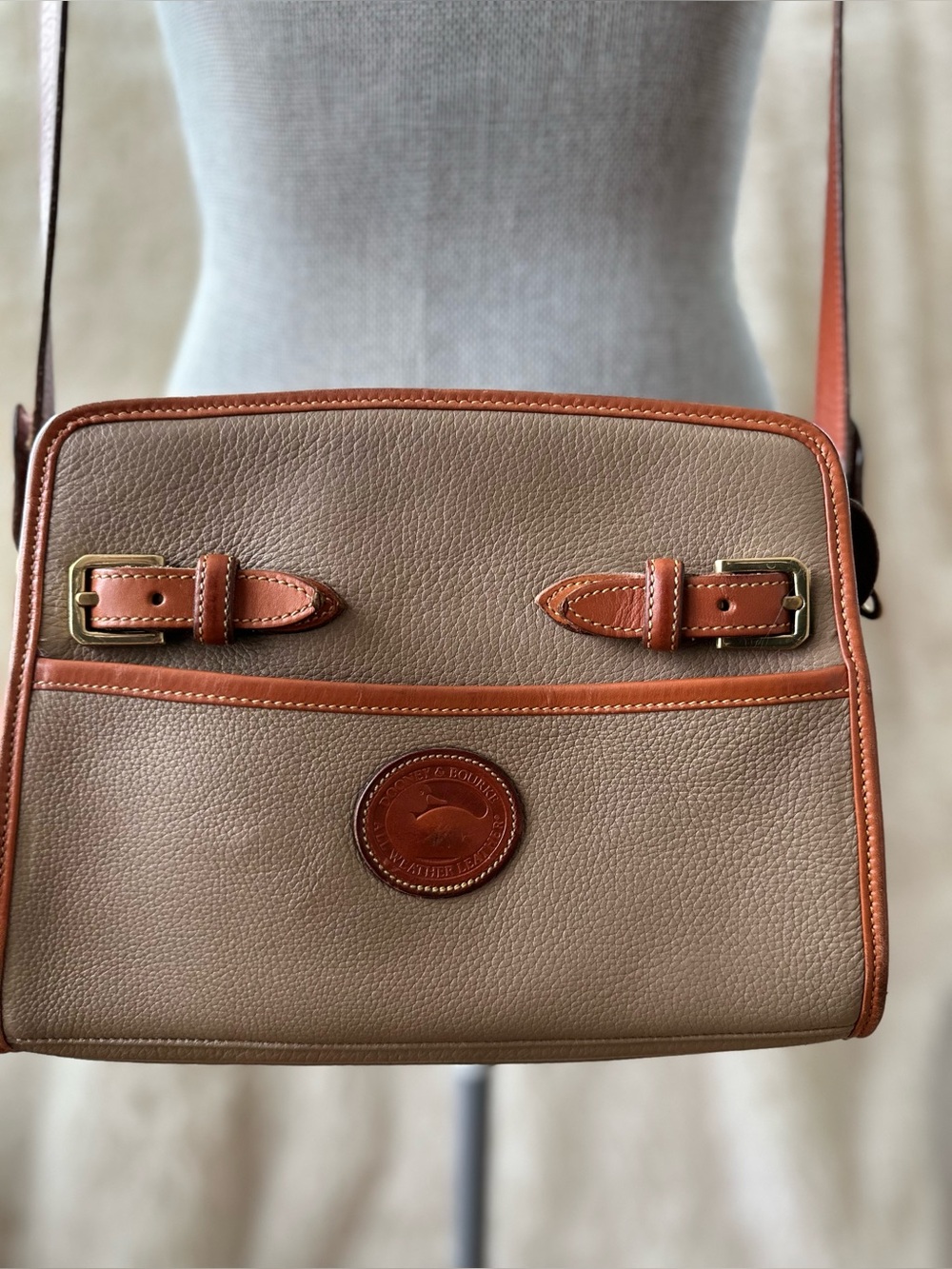 Dooney & Bourke All-Weather Leather Buckle Ziptop Crossbody In Taupe